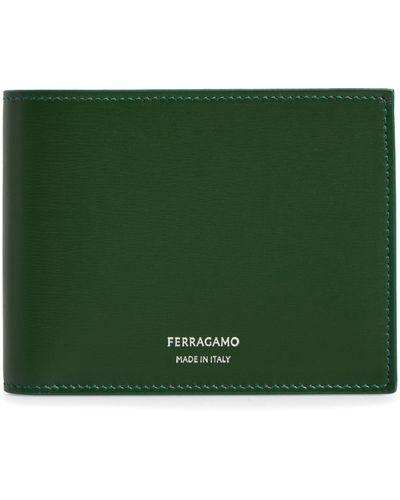 Ferragamo Classic Leather Bifold Wallet - Green