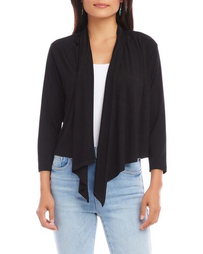 Karen Kane Calli Draped Open Front Cardigan - Black