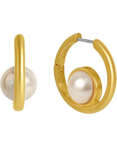 Dean Davidson Floating Cultured Pearl Hoop Earrings - Metallic
