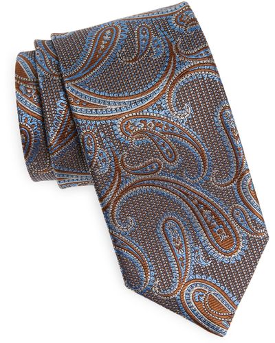 David Donahue Paisley Silk Tie - Gray