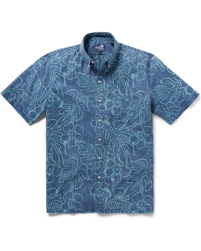 Reyn Spooner Classic Fit Monstera Print Short Sleeve Button-down Shirt - Blue