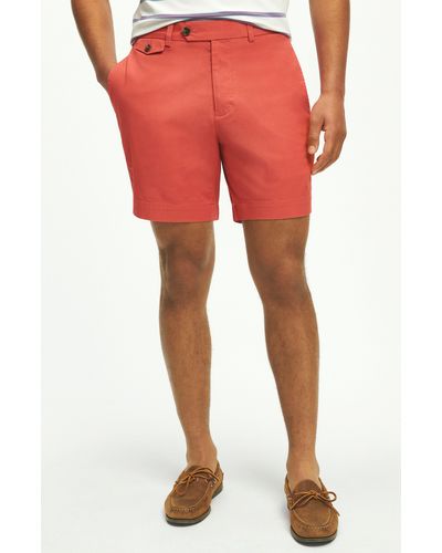 Brooks Brothers Flat Front Stretch Poplin Chino Shorts - Red