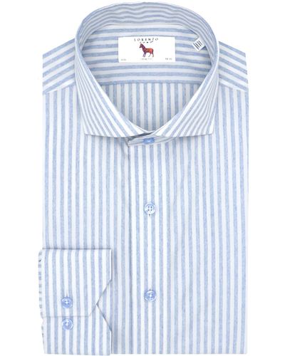 Lorenzo Uomo Trim Fit Stripe Dress Shirt - Blue