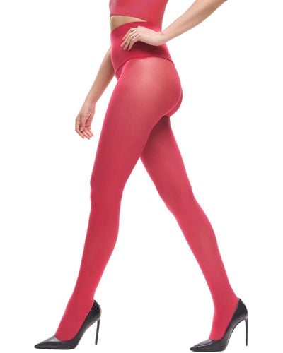 Heist The Sixty High Opaque Tights - Red