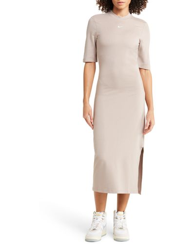 Nike Sportswear Essential Crewneck Midi Dress - Natural