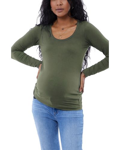Ingrid & Isabel Maternity Long Sleeve Scoop Neck T-shirt - Green