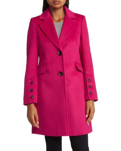 Sam Edelman Wool Blend Notch Collar Coat - Pink