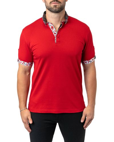Maceoo Mozartsolid Button Down Piqué Polo At Nordstrom - Red