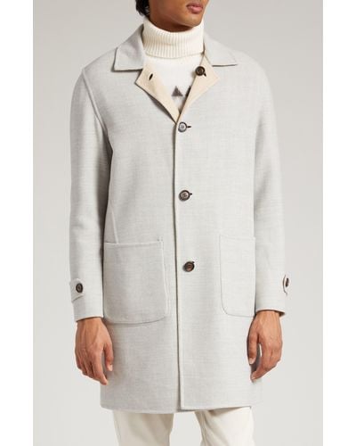 Eleventy Reversible Double Face Wool Coat - Natural