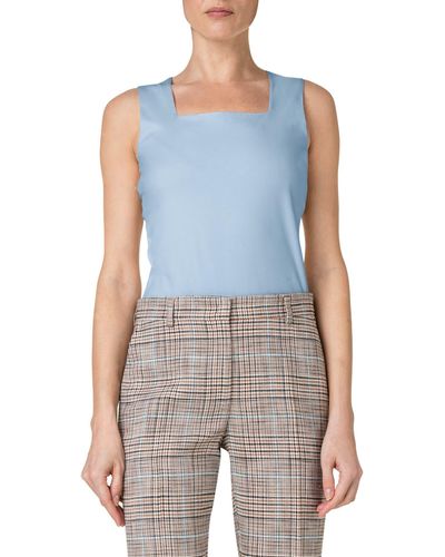 Akris Punto Fitted Square Neck Stretch Modal Tank - Blue