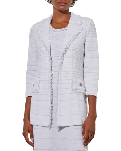 Ming Wang Metallic Tweed Jacket - White