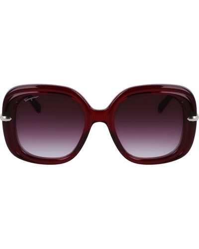 Ferragamo 54mm Gradient Rectangular Sunglasses - Purple