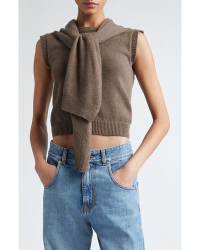Commission Tie Neck Cashmere & Wool Sweater Tank - Brown