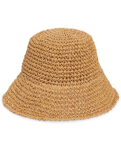 BP. Crochet Stitch Straw Bucket Hat - Natural