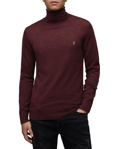 AllSaints Mode Merino Wool Turtleneck Sweater - Purple
