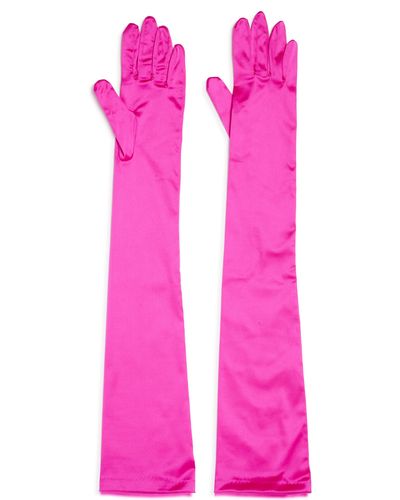 Dries Van Noten Silk Blend Opera Length Gloves - Pink