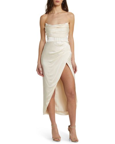 Bardot Elio Draped Strapless Satin Corset Cocktail Dress - Multicolor