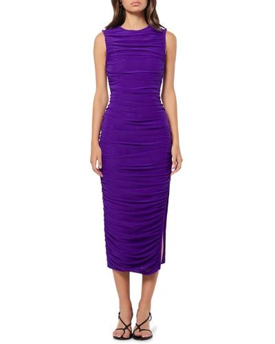 Elliatt Debbi Sleeveless Ruched Midi Cocktail Dress - Purple