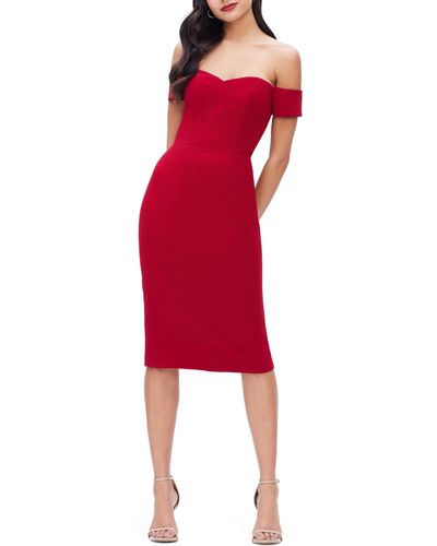Dress the Population Bailey Off The Shoulder Body-con Dress - Red