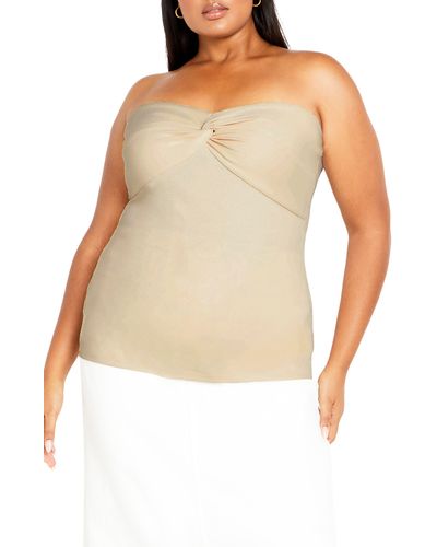 City Chic Asher Strapless Rib Top - Natural