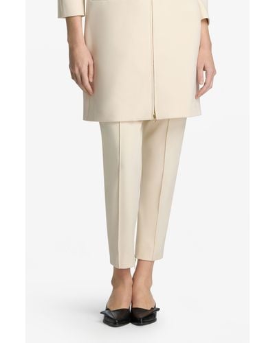 St. John Stretch Crepe Tapered Ankle Pants - White