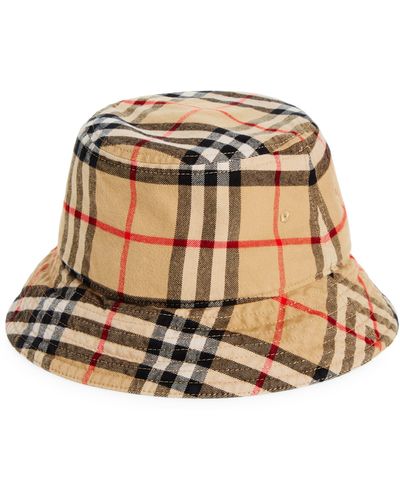 Burberry Archive Check Cotton Twill Bucket Hat - Natural
