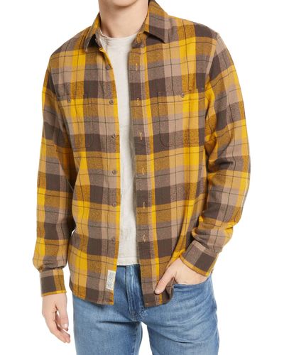 Schott Nyc Two-pocket Long Sleeve Flannel Button-up Shirt - Orange