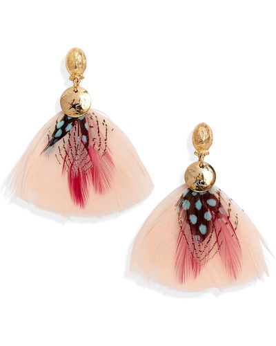 Gas Bijoux Bermude Feather Hoop Earrings - Pink