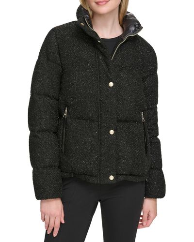 Karl Lagerfeld Sparkle Down & Feather Fill Puffer Jacket - Black