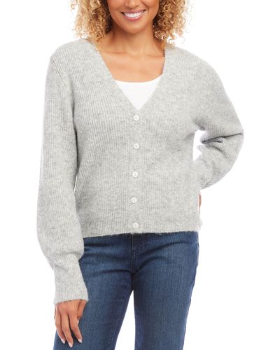 Karen Kane Rib Knit Cardigan - Gray