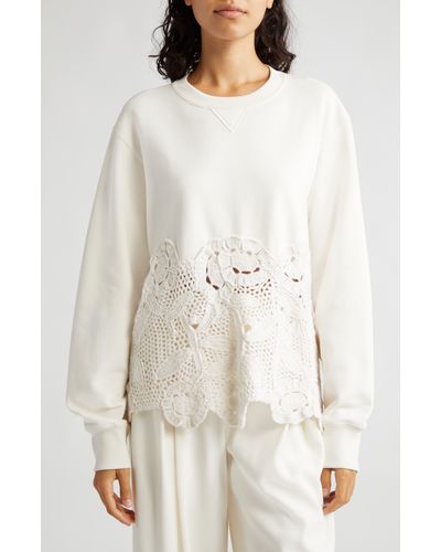 Sea Serita Crochet Sweatshirt - White
