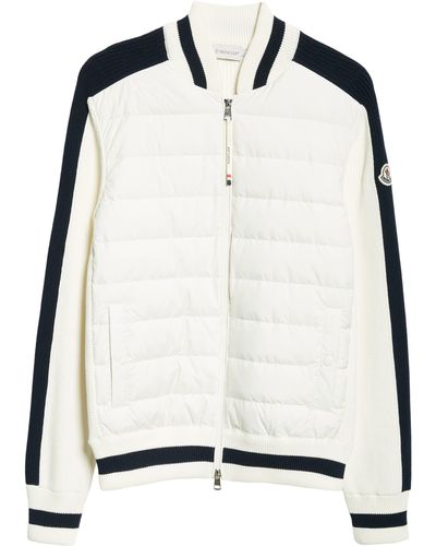 Moncler Cotton Knit & Quilted Down Cardigan - Black