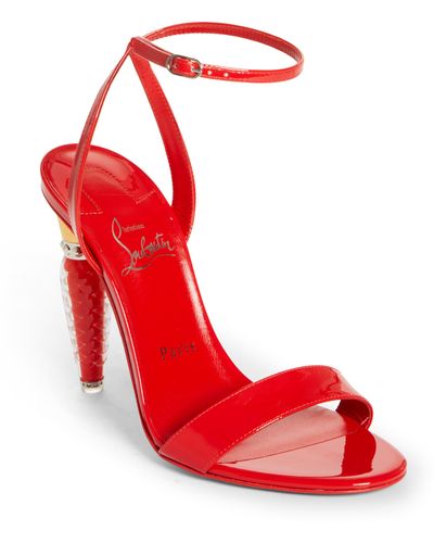 Christian Louboutin Lipgloss Queen Ankle Strap Sandal - Red