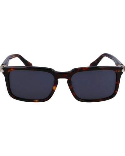 Ferragamo Gancini Evolution 56mm Rectangular Sunglasses - Blue