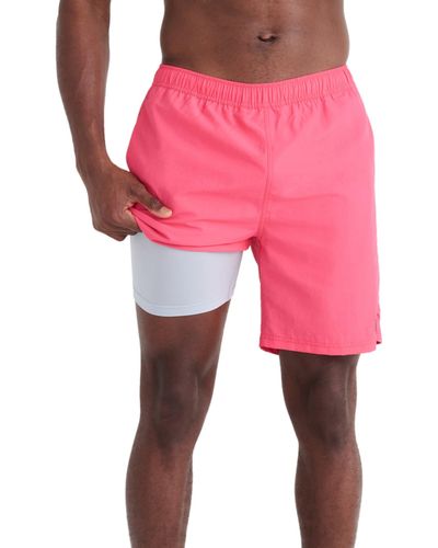 Saxx Underwear Co. Go Coastal 2n1 7-inch Swim Shorts - Pink