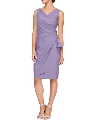 Alex Evenings Side Ruched Cocktail Dress - Purple