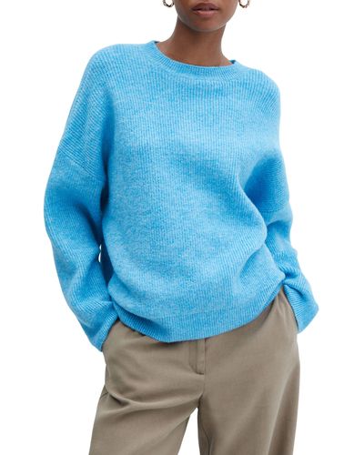 Mango Drop Shoulder Oversize Sweater - Blue