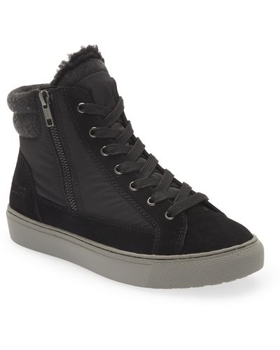 Cougar Shoes Waterproof High Top Sneaker With Faux Shearling Trim - Black