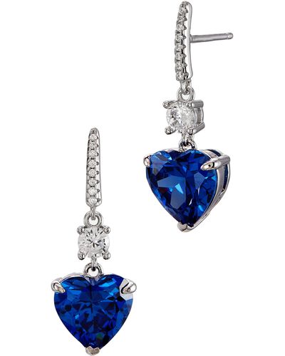 Savvy Cie Jewels Cubic Zirconia Drop Earrings - Blue