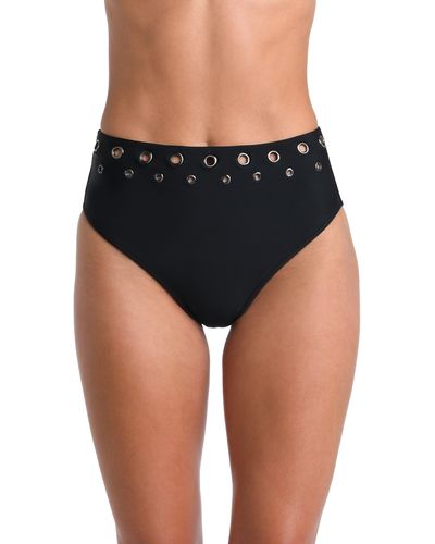 L'Agence Vanessa Grommet High Waist Bikini Bottoms - Black