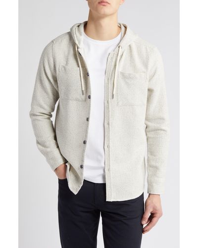 Robert Barakett Hamer Button Front Hooded Shirt Jacket - White