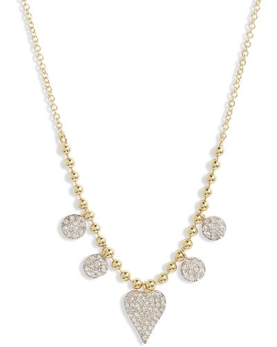 Meira T Diamond Charm & Heart Pendant Necklace - Metallic