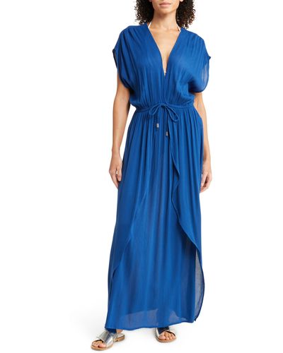 Elan Wrap Maxi Cover-up Dress - Blue