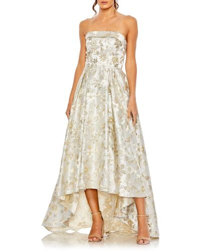 Ieena for Mac Duggal Embroidered Strapless High-low Evening Gown - Natural