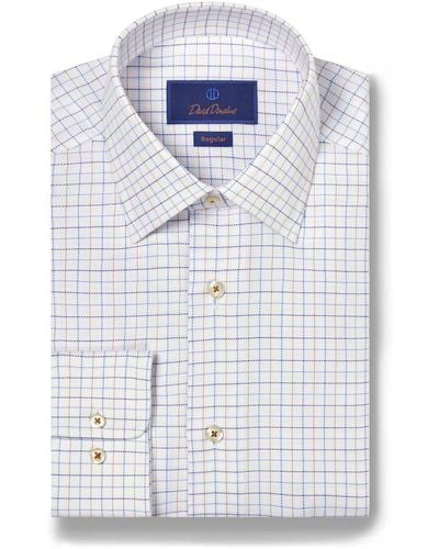 David Donahue Regular Fit Royal Oxford Check Dress Shirt - Blue