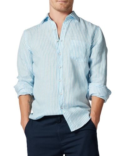 Rodd & Gunn Port Charles Stripe Linen Button-up Shirt - Blue