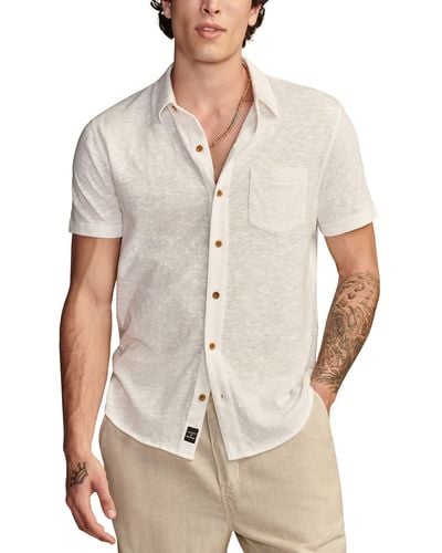 Lucky Brand Short Sleeve Slub Jersey Button-up Shirt - White