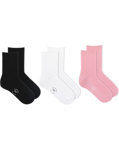 K Bell Socks 3-pack Ribbed Short Crew Socks - Pink