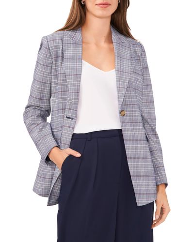 Halogen® Halogen(r) Plaid One-button Blazer - White