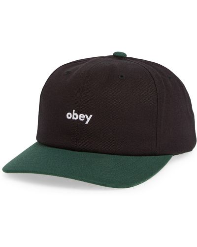 Obey Colorblock Logo Twill Baseball Cap - Black